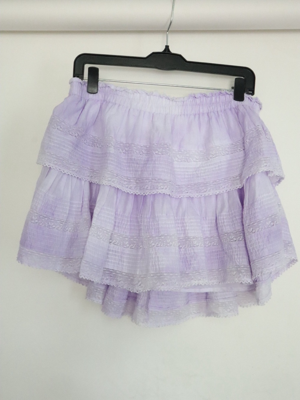 LoveShackFancy Lavender Tiered Ruffle Mini Skirt